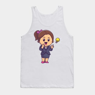 Cute Woman Get An Idea Cartoon Tank Top